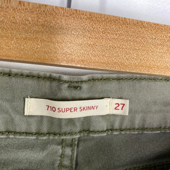 Levi's 710 Super Skinny Soft Kalamata Green Sateen Jeans Women's Size 27 x 30 - Picture 7 of 11